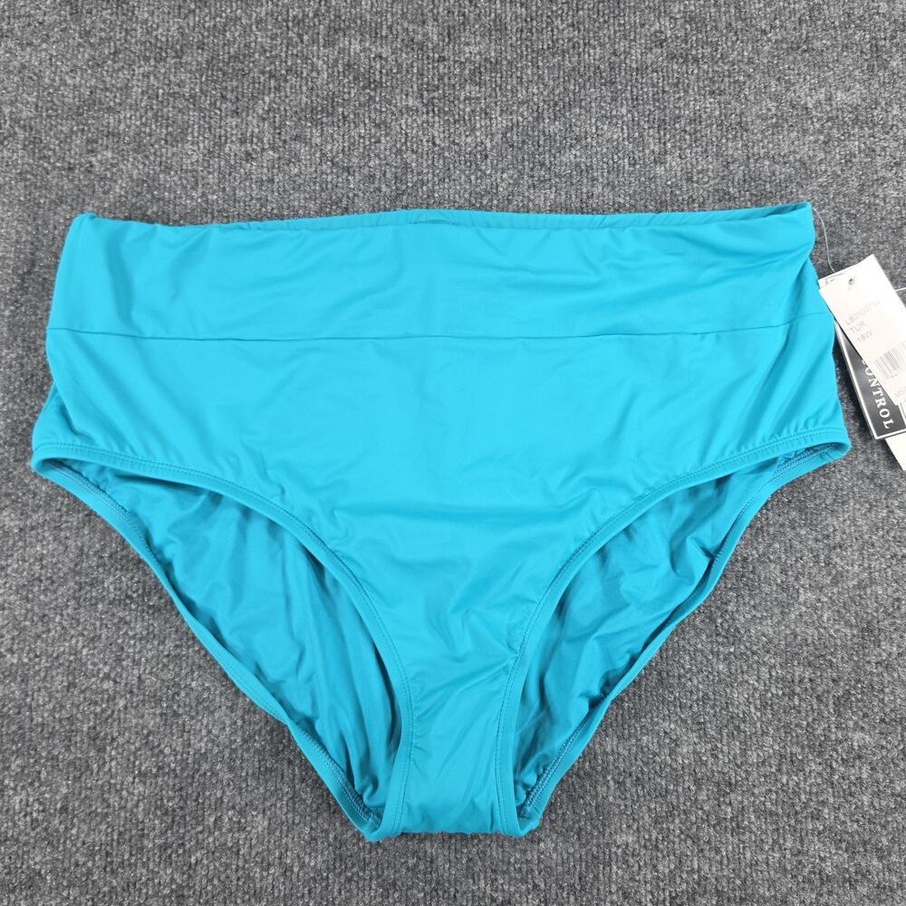 La Blanca Women 18W Turquoise High Waist Bikini Bottom Plus Size Swim NWT
